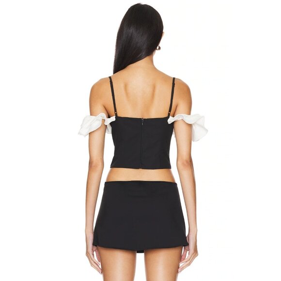 MORE TO COME Corinna Top in Black White Ruffle - Picture 3 of 4